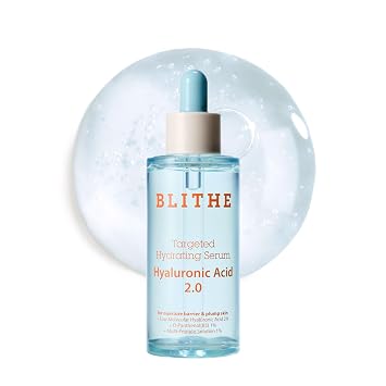 BLITHE Suero hidratante dirigido – Ácido hialurónico coreano para la cara con péptidos y pantenol, hidratación profunda, ácido hialurónico puro 2% – 1.7 onzas líquidas