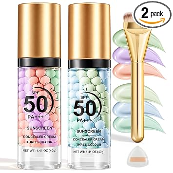 2PCS 3 en 1 imprimación correctora de color para la cara antes del