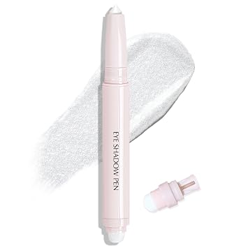 Sombra de ojos en barra blanca perla, sombra de ojos en crema brillante de larga duración, iluminador de ojos de alta pigmentación, lápiz de maquillaje con pincel de mezcla y sacapuntas integrado