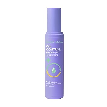 Peach Slices - Spray equilibrante de control de aceite (4 onzas) - Mattify & Balance - Piel refinada y sin brillo - Niacinamida, zinc, corteza de pino, té verde - Bruma facial - Vegano, libre de crueldad, cuidado de la piel coreano y belleza