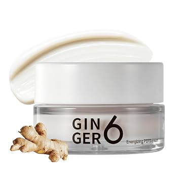 Crema PEPTI para la cara - Fórmula hidratante y reafirmante con 52% de agua de jengibre, niacinamida y adenosina, cuidado de la piel coreano durante la noche, 1.69 onzas líquidas