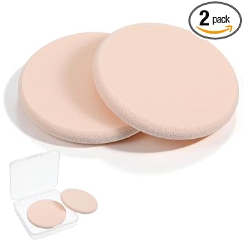 2 piezas de maquillaje de esponja plana redonda desnuda, esponja de base