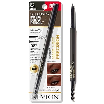 Revlon ColorStay Micro Lápiz para cejas, 457 negro suave, 0.003 oz