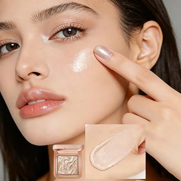 Paleta de maquillaje de resaltadores, iluminadores faciales y luminizadores, polvo de acabado brillante natural con purpurina, iluminador facial de alto brillo, paleta de resaltadores brillantes y