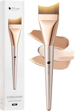 DUcare Brocha de base plana para maquillaje líquido, cerdas suaves y con forma de cola de pez para aplicación sin costuras, ideal para crema de base líquida