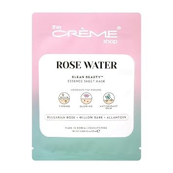 The Crème Shop Klean Beauty Essence - Máscara de hoja (5 unidades), color agua rosa