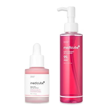 PDRN Cleanse and Prep Duo: Salmon DNA PDRN suero de péptido rosa y limpiador de gelatina a espuma PDRN | Dúo rosa para limpieza y brillo de la piel | Cuidado de la piel coreano