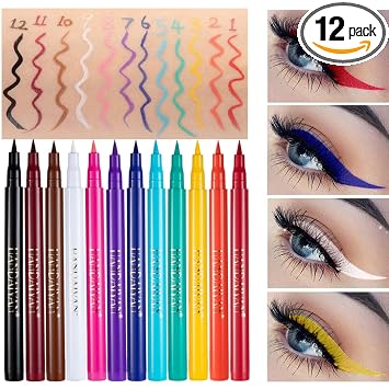 Juego de delineador líquido mate de 12 colores, lápiz delineador de ojos de