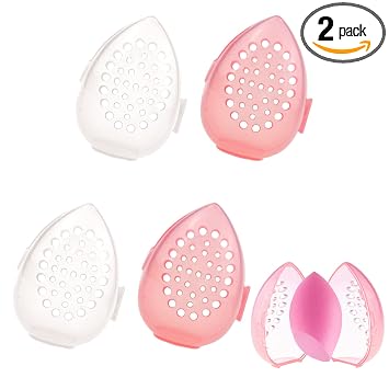 Paquete de 4 esponjas de maquillaje para licuadora de belleza, estuche de viaje para secar y almacenar maquillaje esponja de base de belleza