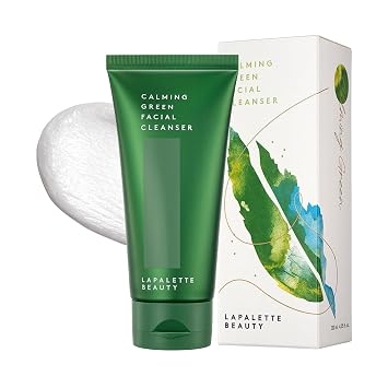 lapalette Limpiador facial verde calmante | BHA y té verde | Espuma limpiadora suave | Hidratación y calmante | Sin crueldad, sin parabenos | Cuidado de la piel coreano de 4.05 onzas líquidas