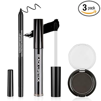Lápiz labial negro Halloween delineador de labios negro y sombra