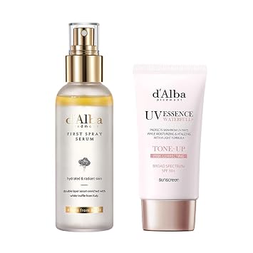 d'alba Piedmont White Truffle First Spray Serum & Waterfull Tone-Up Sunscreen AMPECTRUM SPF 50+, cuidado de la piel coreano, todos los tonos de piel, vegano