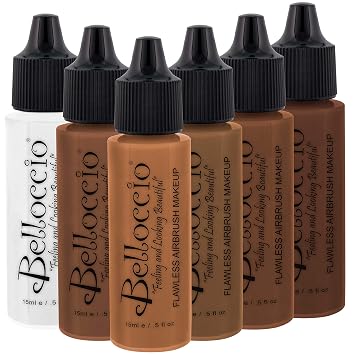Belloccio Set de base de maquillaje con aerógrafo de sombra de color oscuro