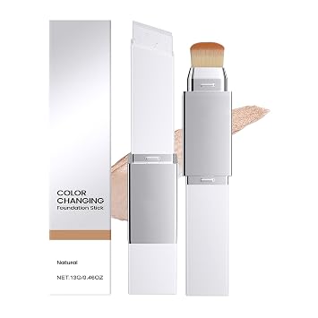 Color Changing Foundation Stick, 2-in-1 with Brush, Hydrating Dewy Finish