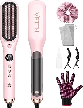 Cepillo alisador de pelo, cepillo iónico de vapor para mujer