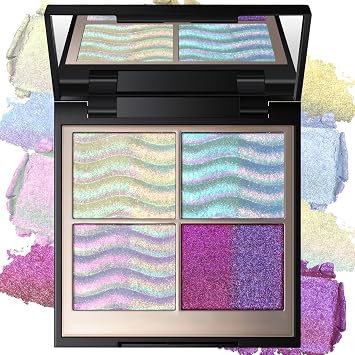 HOSAILY Duochrome - Paleta de sombra de ojos holográfica con purpurina, camaleón, sirena, azul, rosa, ciruela, morado, doble cambio de color, iridiscente, esquina interior, iluminador, sombra de ojos, maquillaje