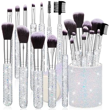 Nuogo - Juego de 13 brochas de maquillaje con diamantes de imitación