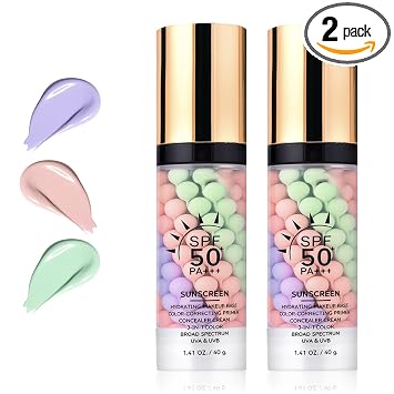 Imprimación 3 en 1 para la cara antes del maquillaje, SPF 50 PA +++, crema de aislamiento de protección solar, imprimación correctora de color de un solo paso, corrector de control de aceite de poros