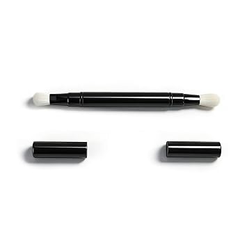 Cepillo de sombra de ojos de doble extremo, tapa de sellado automático retráctil para mezcla suave y manchas, cepillo de maquillaje portátil de viaje para retoques al aire libre y sobre la marcha