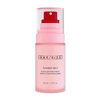 Spray de fijación de vidrio fundido en polvo, 1 onza líquida (1 fl oz), espray ligero de ajuste de maquillaje con rocío, acabado brillante, espray facial de niebla fina para un uso duradero de