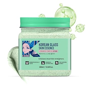 DR.RASHEL Exfoliante coreano facial y corporal de 12.84 onzas líquidas con agua de arroz y ceramida para piel de vidrio, lavado facial exfoliante con extractos naturales para eliminación de bronceado, removedor de puntos negros y limpiador de control de ac