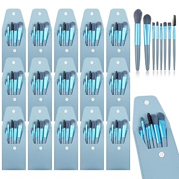 Juego de 15 brochas de maquillaje de tamaño de viaje, mini brochas de maquillaje para la cara, bolsa para maquillaje, recuerdos de fiesta, boda, despedida de soltera, regalo de dama de honor, regalo