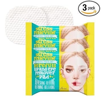 Ariul Purefull Almohadillas desmaquillantes para labios y ojos, almohadillas de doble cara con infusión de aceite, exfoliación suave, tamaño compacto apto para viajes, cuidado de la piel coreano (30 almohadillas x 3 unidades)