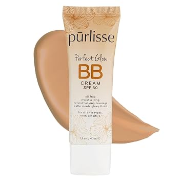 pūrlisse Perfect Glow - Crema base BB con SPF 30 - Acabado mate con brillo - Enriquecida con Goji y Baya de Espino para ayudar a mejorar la textura y la luminosidad de la piel - Mediano (40 g)