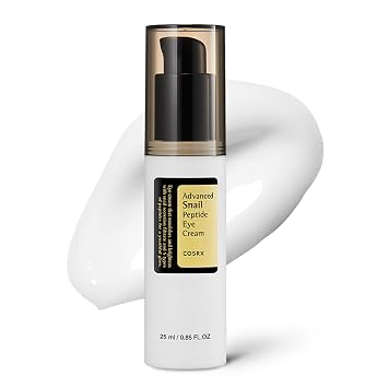 COSRX Crema de péptidos de mucina de caracol para debajo de los ojos, 0.84 fl oz, 73.7% de mucina de caracol y niacinamida, cuidado de los ojos, crema de ojos antienvejecimiento, ojeras, cuidado de la