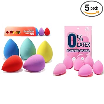 BEAKEY Juego de 5 esponjas de maquillaje y esponja de maquillaje súper suave, juego de 6