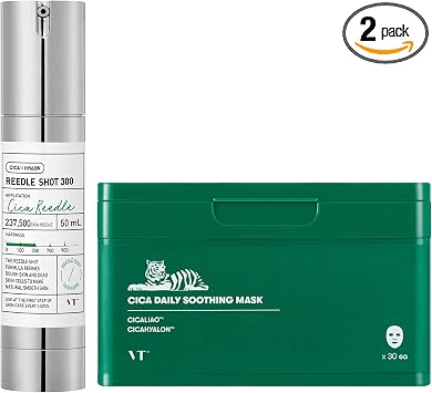VT COSMETICS CICA Reedle Shot 300 Esencia y Mascarilla Calmante Diaria 30ea