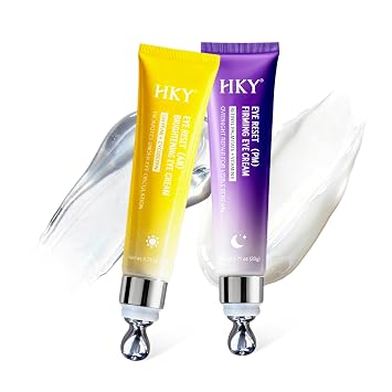 HKY Crema de ojos de noche con colágeno y acetil hexapéptido-8 - Tratamiento de ojos reparador antienvejecimiento para arrugas y líneas finas, hongo de nieve + centella + ácido hialurónico, cuidado de la piel coreano, 0.71 onzas