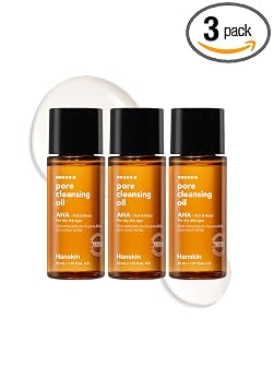 Hanskin AHA Aceite limpiador de poros para piel seca, muestra de tamaño pequeño, removedor de maquillaje exfoliante, juego de limpiador facial, hidratante, cuidado de la piel coreano [1.0 fl oz