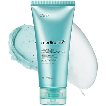 medicube Limpiador Facial Espuma Limpiadora de Cápsulas de Ácido Azelaico | Espuma Limpiadora Diaria Calmante para Piel Problemática y Control del Exceso de Sebo | Piel Irregular con Niacinamida