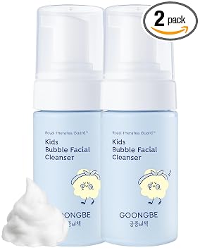 GOONGBE Limpiador facial de burbujas para niños, jabón facial de espuma de burbujas de pH bajo para niños coreanos, limpieza e hidratación suaves con pantenol y aminoácidos, aroma sin alérgenos, 3.38