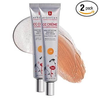 Erborian CC Cream corrección de color SPF 25, maquillaje híbrido de cuidado de la piel coreana que unifica el tono, hidrata, ligero, difumina la piel, acabado natural y luminoso