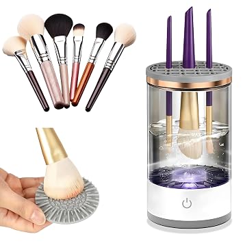 Limpiador de brochas de maquillaje eléctrico, diseño compacto portátil para uso doméstico de viajes, máquina de limpieza de brochas de maquillaje profesional, limpiador automático de brochas de