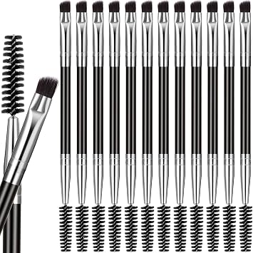 Boao - Paquete de 12 cepillos para cejas y cepillo angulado para cejas