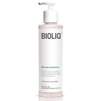 Bioliq - Leche micelar limpia - Cuidado nutritivo de la piel con aceite de semilla de algodón, leche de arroz y extracto brillante, eliminación de maquillaje y reducción de círculos oscuros - 4.6 fl