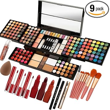 MISS ROSE M - Paleta de maquillaje profesional de 187 colores, kit todo en uno con sombras de ojos, pintalabios, rímel, bases, rubores, lápices de cejas, lima de uñas, juego de regalo de maquillaje