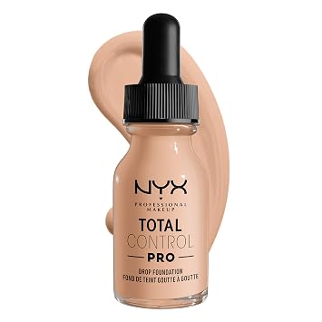 NYX PROFESSIONAL MAKEUP Base de Maquillaje Total Control Pro Drop, Cobertura Edificable Fiel a la Piel - Ligera