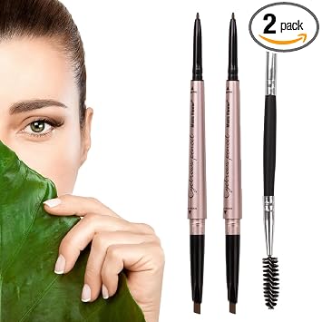 HeyBeauty Paquete de 2 lápices de cejas con extremos dobles - marrón claro