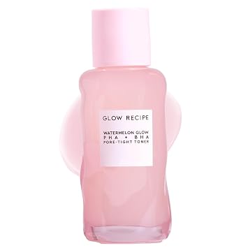 Glow Recipe PHA + BHA Tónico facial, tónico exfoliante coreano para poros, exfoliante químico suave + tóner hidratante, sandía, agua de cactus + glicerina (1.5 fl oz)