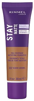 Rimmel London Stay Matte Liquid Mousse - 502 Warm Caramel - Base ligera, control de brillo, sin aceite, 1 onza