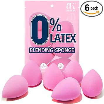 BEAKEY Makeup Sponge Set of 6, Super Soft Beauty Sponges for Foundation