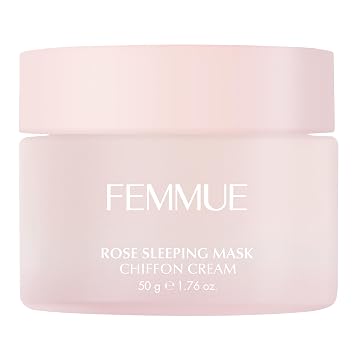 FEMMUE Mascarilla hidratante facial con rosa para dormir (1.76 onzas) | Mascarilla de gel hidratante para calmar la piel seca y roja | Con agua de rosas | Cuidado de la piel coreano