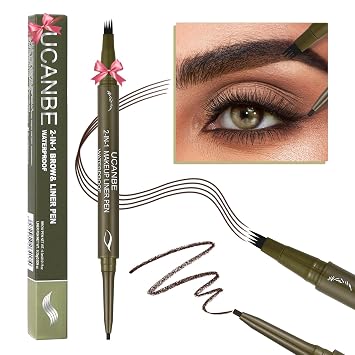 UCANBE Lápiz para cejas de doble punta, con 4 puntas en forma de horquilla y delineador en gel para mujeres, lápiz para cejas con delineador en gel, lápices para cejas de microblading con trazos como