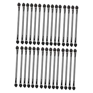 30pcs Double Sided Eyeshadow Brush Set, Black Wood Fiber Applicators