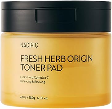 NACIFIC Almohadillas faciales de algodón Fresh Herb Origin - Almohadillas de tóner 60 hojas para hidratación Radiance Barrera de humedad de la piel equilibrio de pH Exfoliante Cuidado de la piel coreano para todo tipo de piel