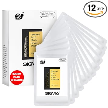 Caracol Mucin - Paquete de 12 mascarillas coreanas para el cuidado de la piel – Mascarillas hidratantes profundas para piel seca y sensible – Mascarilla hidratante sin parabenos